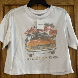 Forever 21 Womens White Mustang Graphic Tee